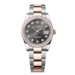 Rolex  Datejust 36mm 126281 Slate Fluted Motif Diamond Dial Diamond Bezel and Oyster Bracelet