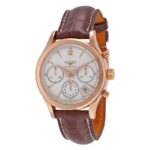 Longines Men's L27428762 Heritage 18kt Rose Gold Chronograph Automatic Brown Leather Watch