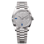 Rolex  Day-Date President 40mm White Gold Pave Diamond Sapphire Dial - 228239