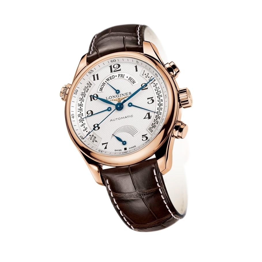 07263369-E5AD-ABA0-A40F-A72A533F0E0F.jpg Longines Men's L27168783 Master Collection 18kt Rose Gold Retrograde Power Reserve Automatic Brown Leather Watch - Image 1