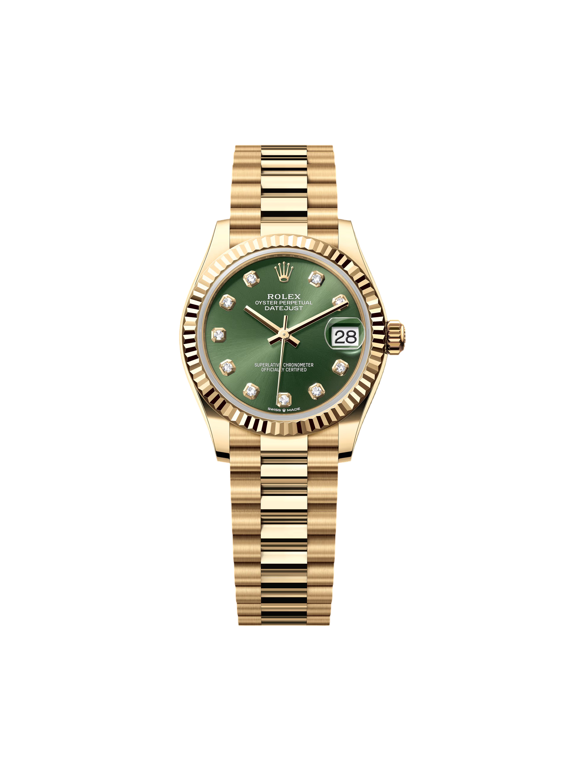 09555C33-CF5D-BCCD-0F67-5BDF295DD299.png Rolex Datejust m278278-0011 Olive Green 31mm Dial President Bracelet Watch - Image 1