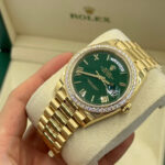 Rolex  Day-Date President 40mm Yellow Gold Green Roman Dial Diamond Bezel - 228348rbr - Image 8
