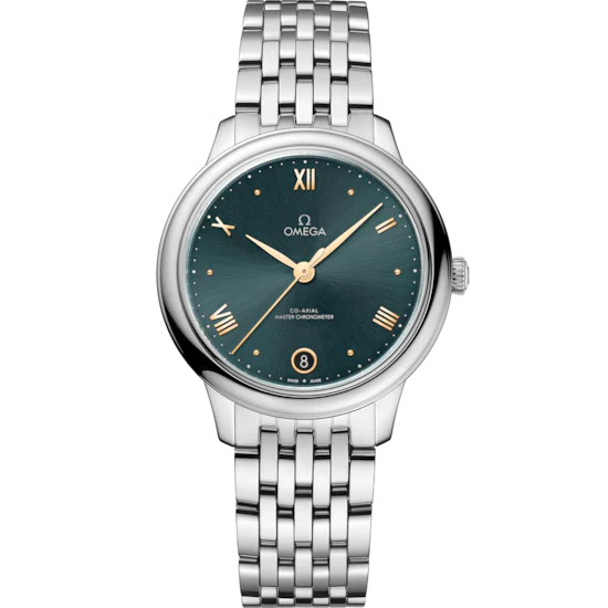 0D887F7A-8F9C-5A73-FDE9-E0138B35C0F1.png Omega De Ville Prestige 34 mm Green Dial Stainless Steel Bracelet 434.10.34.20.10.001 - Image 1