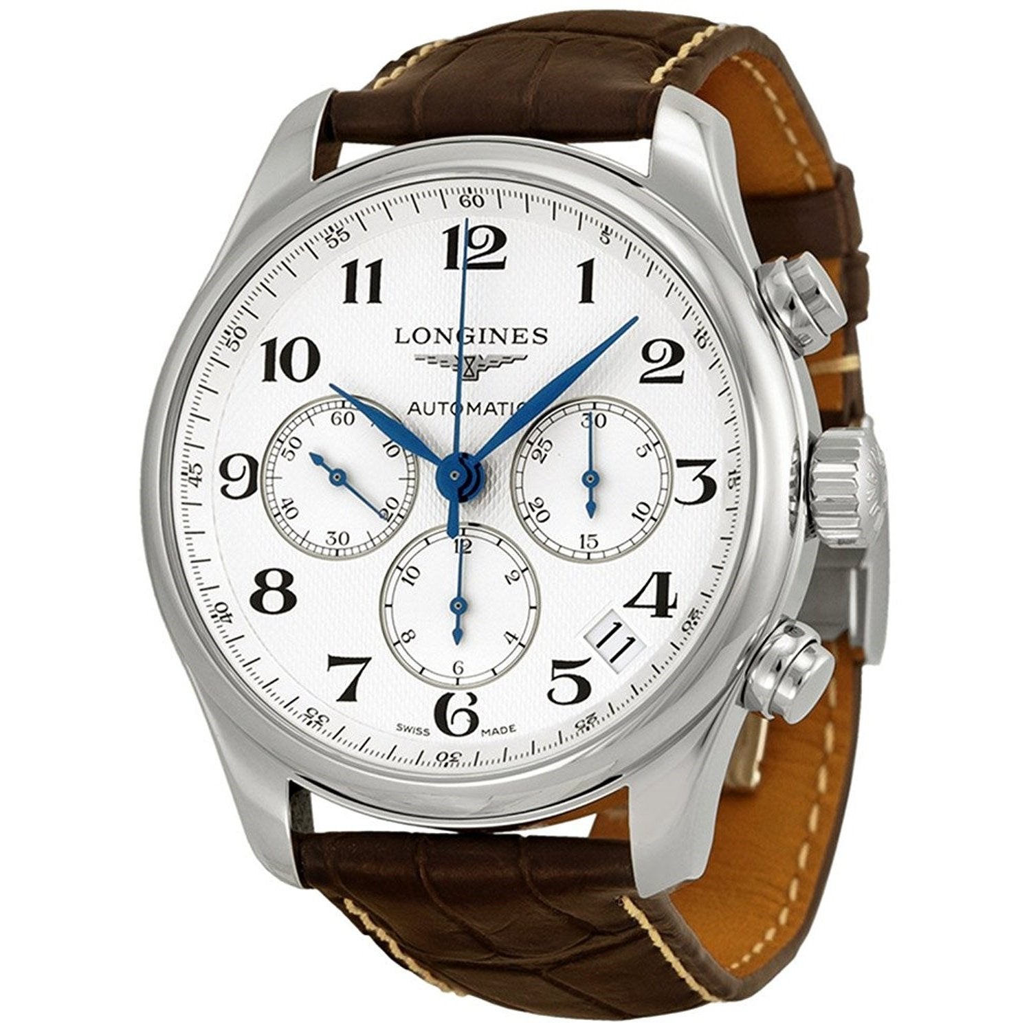 0DBFD184-AAA1-0B0E-248D-60EF76534B4F.jpg Longines Men's L26934783 Master Chronograph Automatic Brown Leather Watch - Image 1