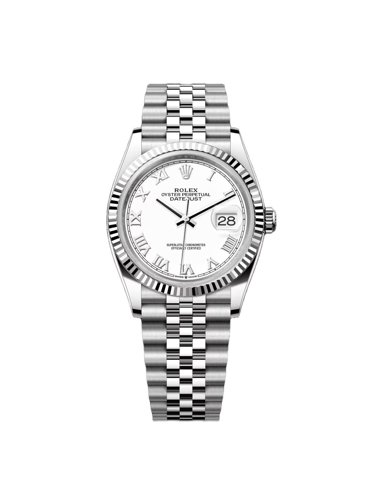 0E0BE32B-5885-0064-8C27-32E057508F6F.png Rolex Datejust 36mm 126234 White Roman Dial Oyster Stainless Steel Mens - Image 1