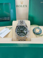 Rolex  Datejust 36mm 126234 Olive Green Palm Motif Dial Jubilee Stainless Steel Watch - Image 3