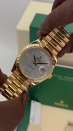 Rolex Day-Date 40mm Yellow Gold President  Mother of Pearl Diamond Baguette Dial - 228238 - Image 8
