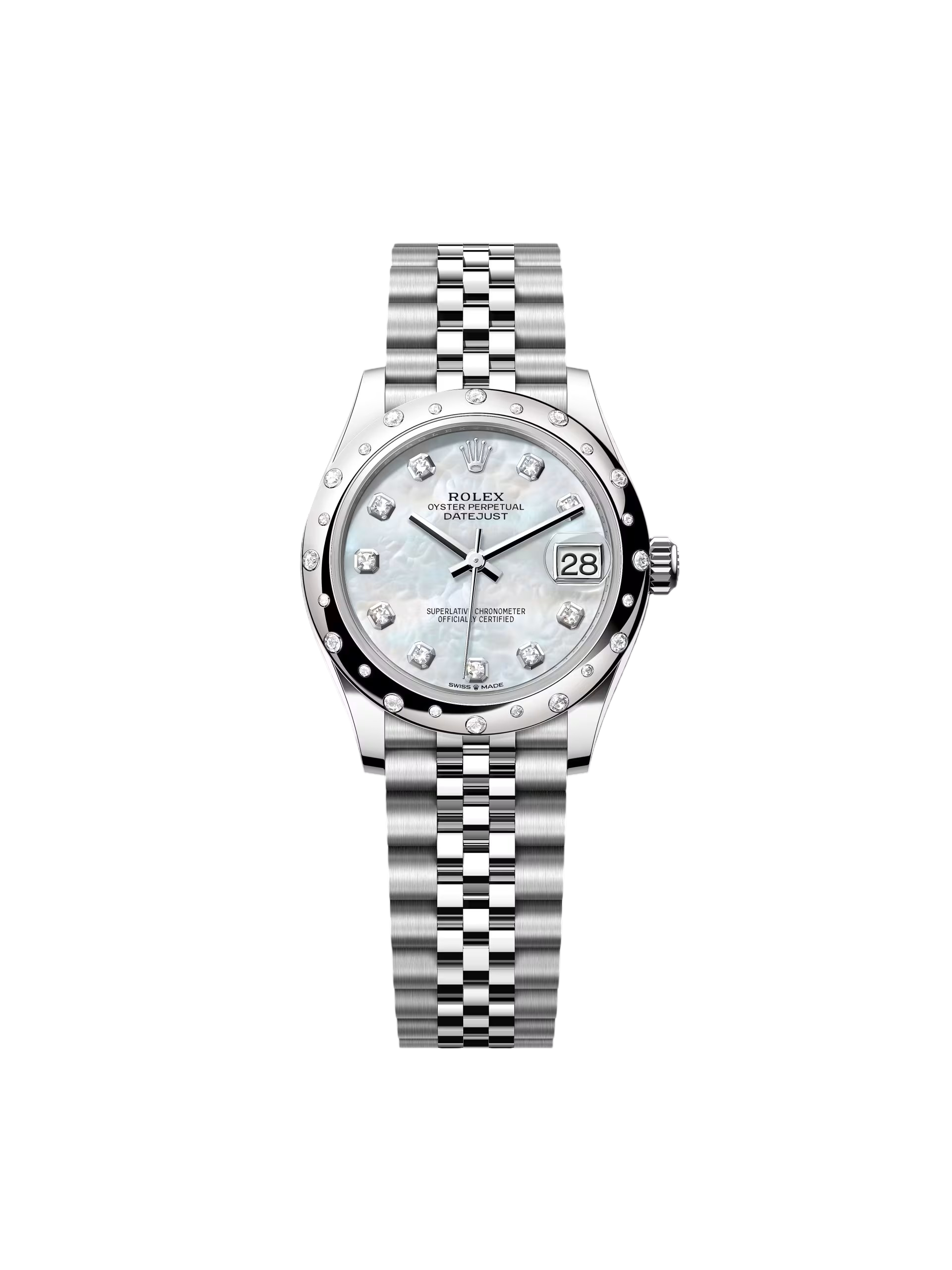 139D5611-B8F1-1976-BB3A-5DD7010CC692.png Rolex Datejust m278344-0005/0006 Mother-of-Pearl Dial 31mm Domed Diamond Oyster Watch - Image 1