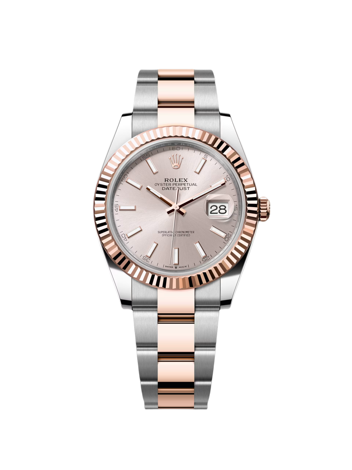 13EB0D65-938E-77D8-9C4B-4CAC23BDE945.png Rolex Datejust 41mm 126331 Sundust Index Oyster Steel and Everose Gold Watch - Image 1
