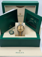 Rolex  Datejust 41mm Two-Tone Yellow Gold Fluted Bezel Champagne Diamond Dial Oyster - 126333 - Image 11