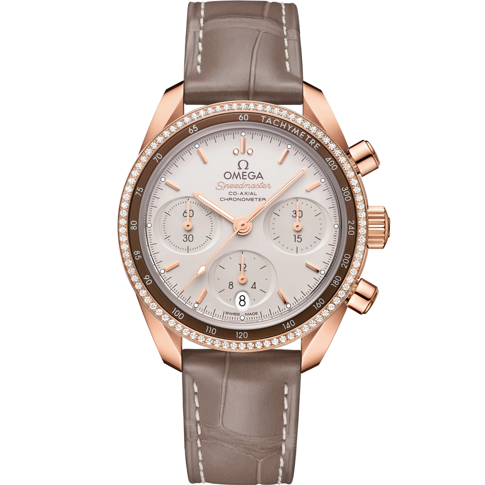 140E7C71-CBC5-067E-1FAE-73EE7ED03ADA_3e919da4-17c9-44f5-9cca-7343cdc07637.png Omega Speedmaster 38 Silver Dial with Diamonds 38mm Sedna™18k Rose Gold Strap 324.68.38.50.02.003 - Image 1