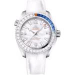 Omega Seamaster Planet Ocean 600M 39.5mm White Dial with Diamonds White gold Strap 215.58.40.20.05.001