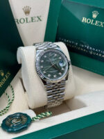 Rolex  Datejust 36mm 126234 Olive Green Palm Motif Diamond Dial Jubilee Stainless Steel Watch - Image 9