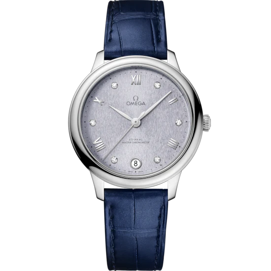 1A7D33B3-77BC-FAE4-D96F-C608E1D53BCF.png Omega De Ville Prestige 34 mm Blue Dial with Diamonds Stainless Steel Strap 434.13.34.20.53.001 - Image 1