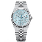 Rolex Land-Dweller 127336-0001 Blue Honeycomb Dial Platinum Jubilee Bracelet 40mm
