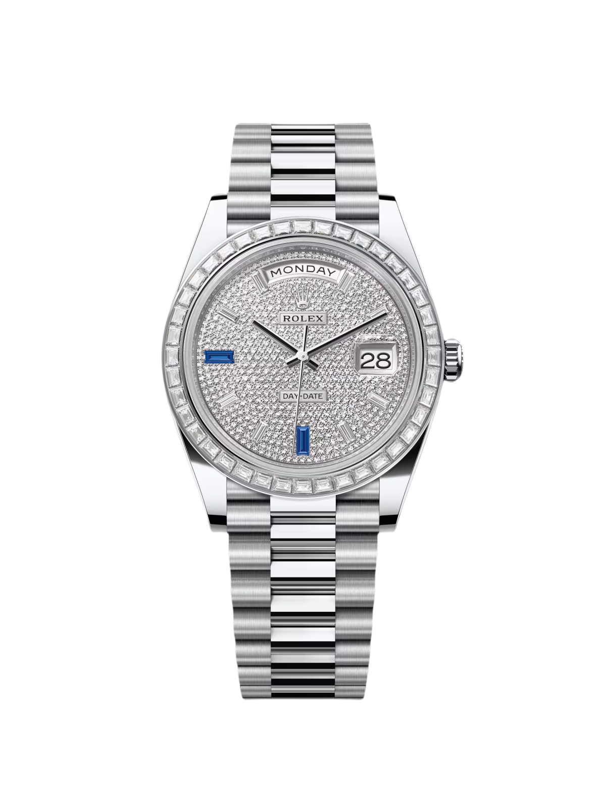 1D5A86B3-1A8F-1228-133A-513E06B31ED9.png Rolex Day-Date 40mm 228396TBR-0021 Diamonds Sapphires Dial - Image 1