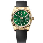 Rolex  Sky-Dweller 42mm 336238-0004 Yellow Gold Bright Green Dial Oysterflex