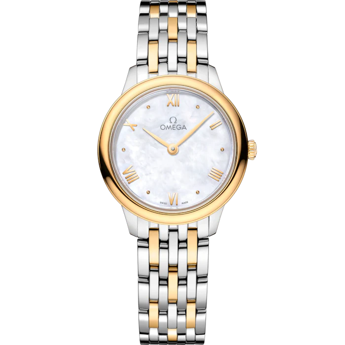 1E5C4567-B42A-7655-4053-A32BB517CF3A.png Omega De Ville Prestige 27.5mm White Dial Stainless Steel and 18k Yellow Gold Bracelet 434.20.28.60.05.001 - Image 1
