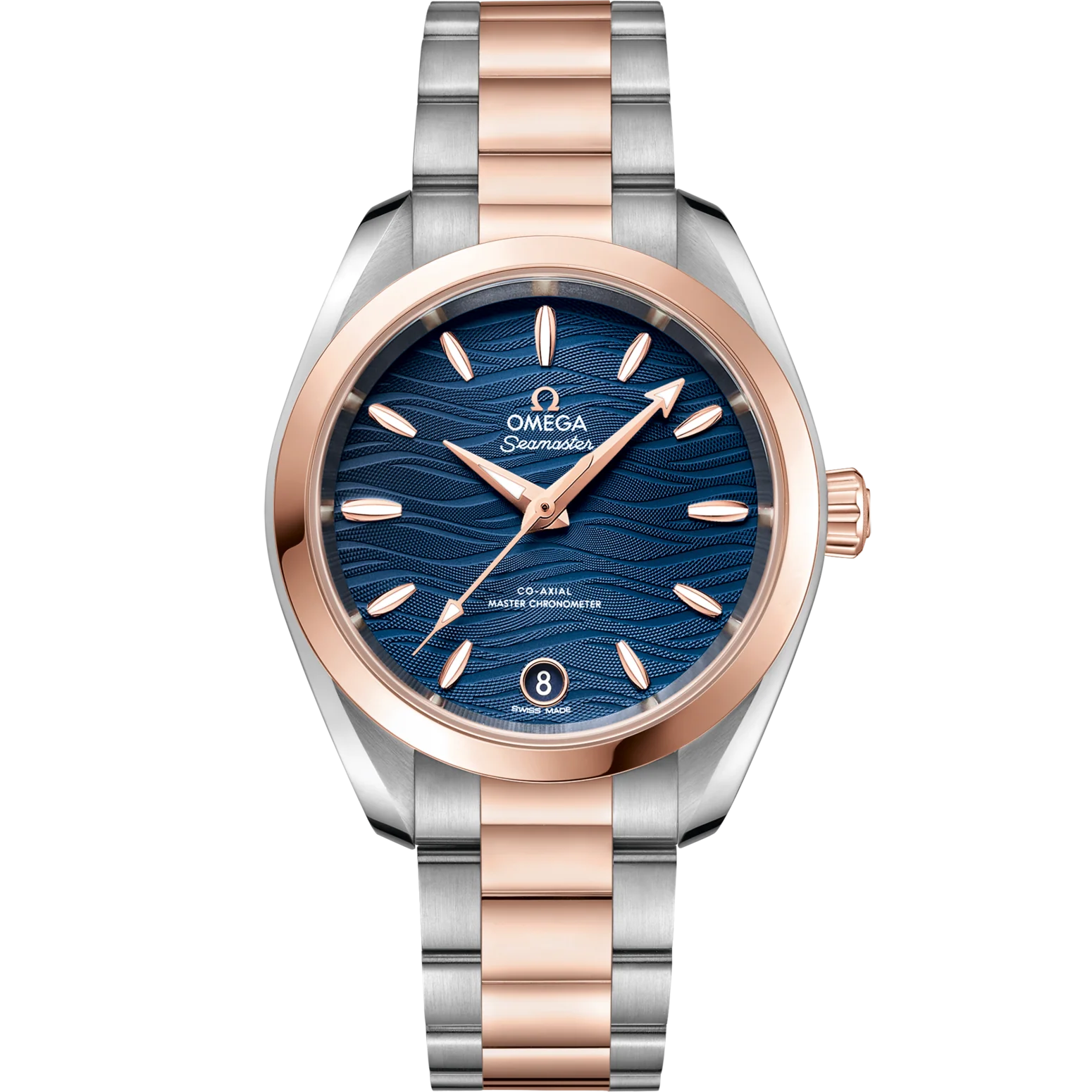 1E8AC516-7A5B-CCE3-C5BC-AABAE60A9F72.png Omega Seamaster Aqua Terra 150M 34 mm Blue Dial Stainless Steel and Sedna™ 18k Rose Gold Bracelet 220.20.34.20.03.001 - Image 1
