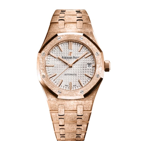 20438AB8-AB01-BCE2-517F-AF666A082BD8.jpg Audemars Piguet Royal Oak Frosted Gold, Silver dial, 37mm, 18k Rose gold, 15454OR.GG.1259OR.01 - Image 1
