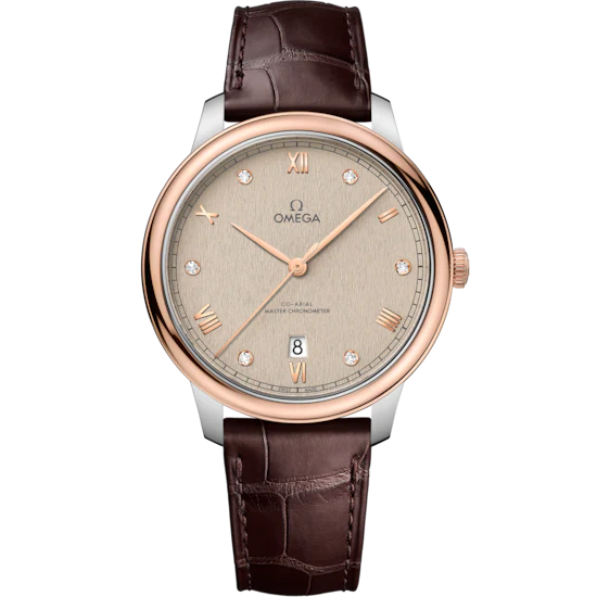 20CAEACB-2E9A-A5E1-E4C7-09945C5407C7.png Omega De Ville Prestige 40mm Linen Dial with Diamonds Stainless Steel and Sedna™ 18k Rose Gold Strap 434.23.40.20.59.001 - Image 1
