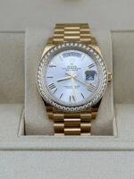 Rolex Day-Date 40mm Silver Roman Dial and Diamond Bezel Yellow Gold President Bracelet 228348RBR-0007 - Image 2