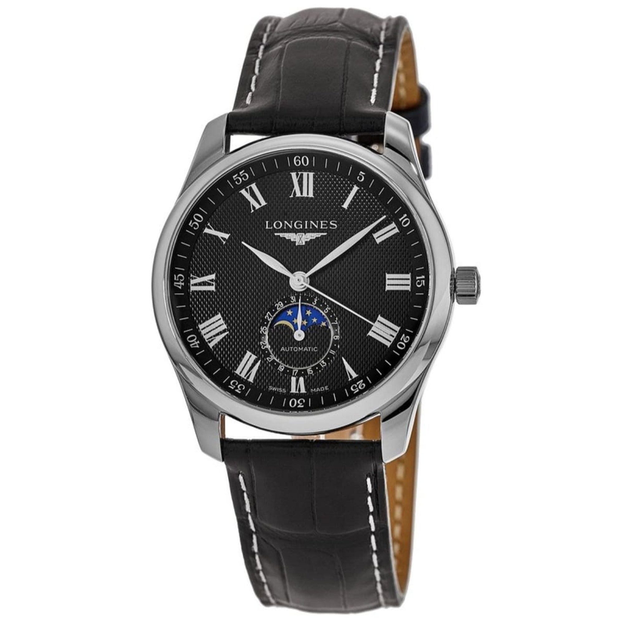 22908A09-C539-A49B-DE93-D77DB64445AC.jpg Longines Men's L2.909.4.51.7 Master Collection Black Leather Watch - Image 1
