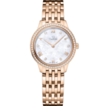 Omega De Ville Prestige 27.5mm White Dial with Diamonds Sedna 18k Rose Gold Bracelet 434.55.28.60.55.001