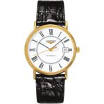 Longines Men's L4.921.2.11.2  Presence Black Leather Watch