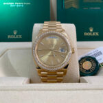 Rolex Day-Date 40mm Champaign Dial and Diamond Bezel Yellow Gold President Bracelet 228348RBR-0008 - Image 3