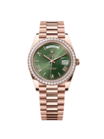 Rolex   President 40mm Everose Gold Olive Green Roman Dial Diamond Bezel - 228345RBR