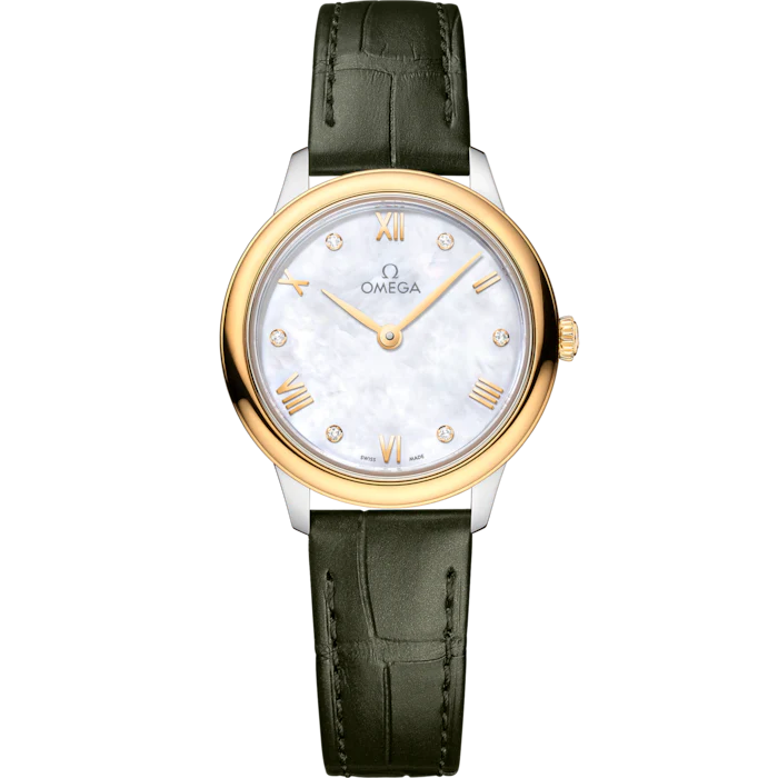 2AFF7366-C02B-C557-EA05-ACDE8C9A7D32.png Omega De Ville Prestige 27.5 mm White Dial with Diamonds Stainless Steel and 18k Yellow Gold Strap 434.23.28.60.55.001 - Image 1