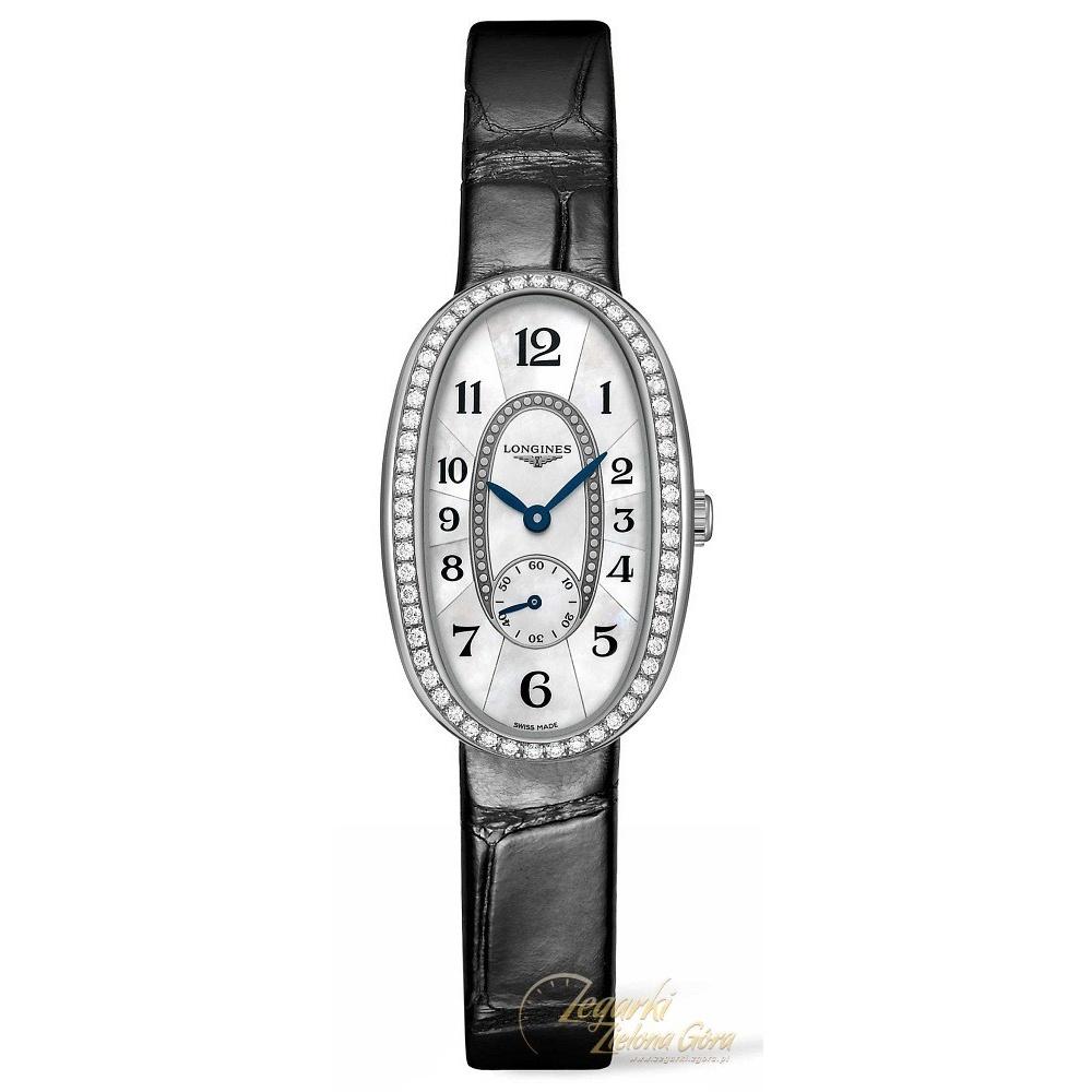 2CD2DD08-FC57-E1D9-7A87-8DF1956E3B82.jpg Longines Women's L23060830 Symphonette Diamond Black Leather Watch - Image 1