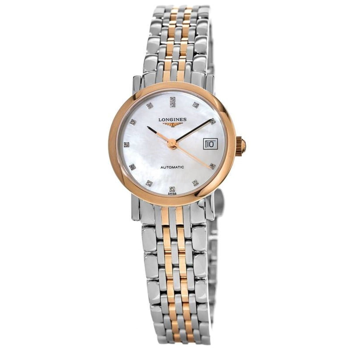 2DEBDAED-0C4F-1D06-371D-BE74B39A42C3.jpg Longines Women's L43095877 Elegant Two-Tone Stainless Steel with 18kt Rose Gold Links Watch - Image 1