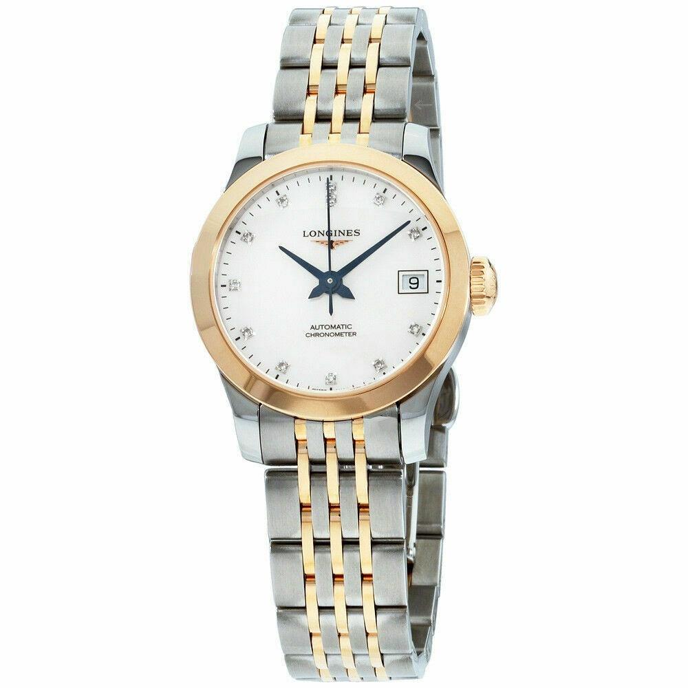 2EEECF3F-D4BB-E4AB-12CB-C64F8002602A.jpg Longines Women's L23205877 Record Two-Tone Stainless Steel Watch - Image 1