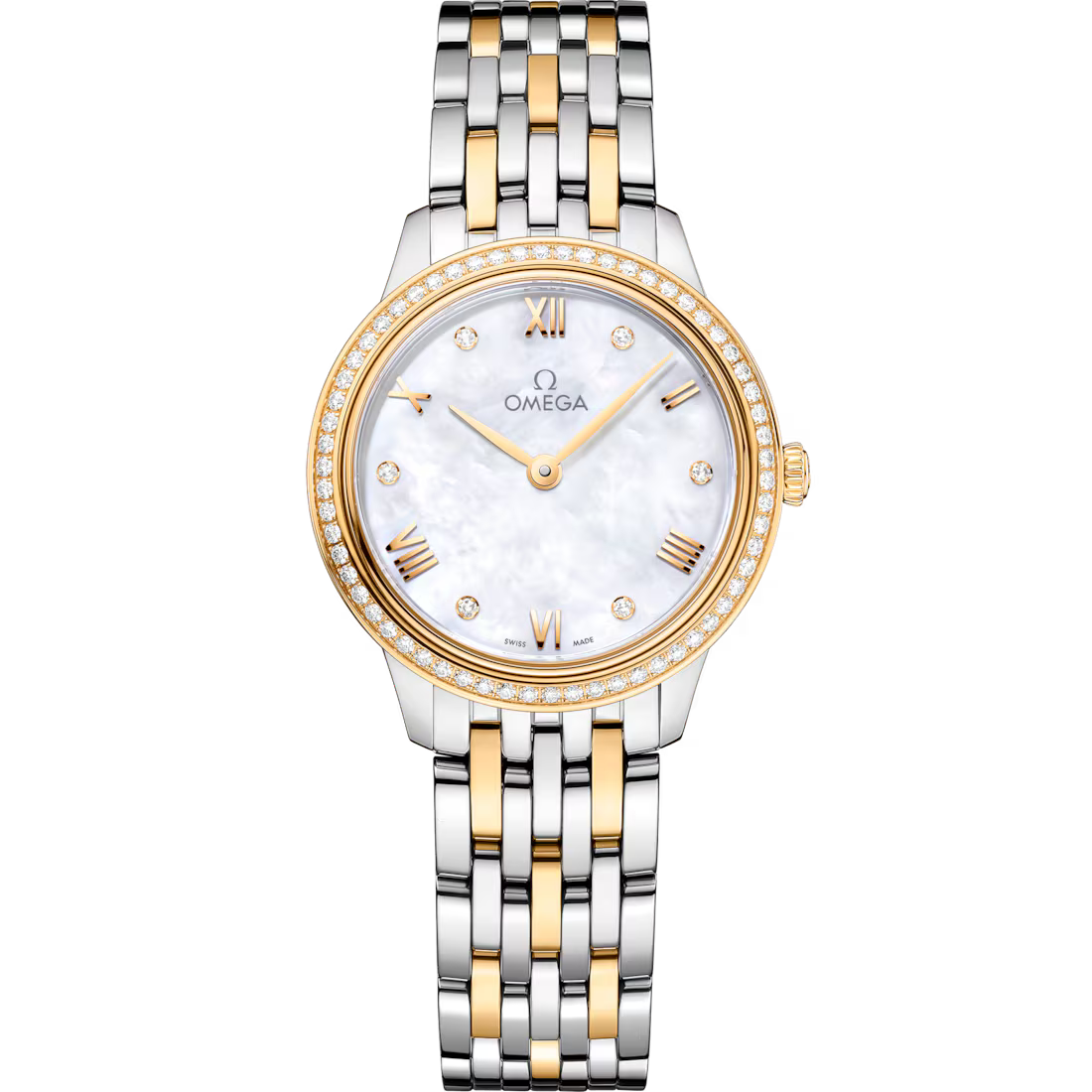 30AEC002-8FB1-A9AB-2DC5-281C20856BF0.avif Omega De Ville Prestige, 18k Yellow Gold, Stainless Steel and Diamond-set, 27.5mm Quartz 434.25.28.60.55.001 - Image 1