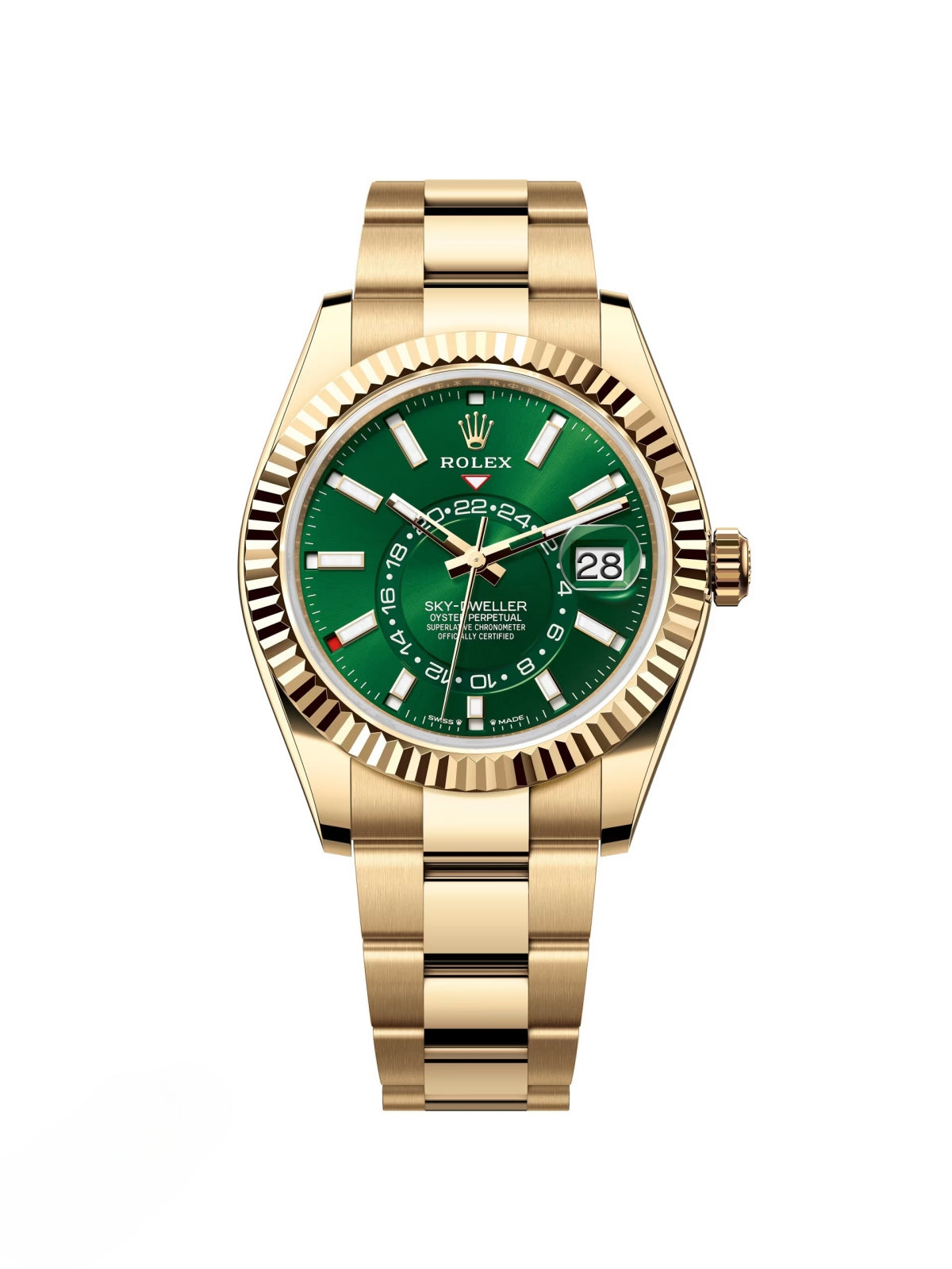 324217E9-BEFE-B96B-1547-97158B81C529.jpg Rolex Sky-Dweller 42mm 336938-0007 Yellow Gold Bright Green Dial - Image 1