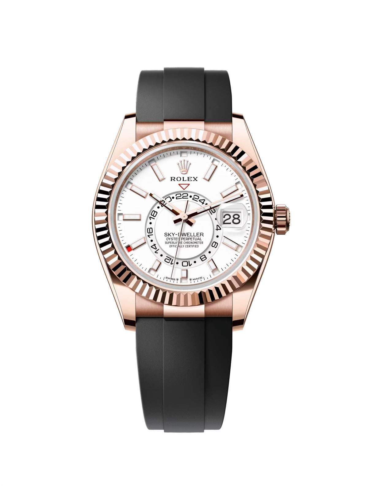 326332B2-A9B3-4C27-D469-59637BD220DF.jpg Rolex Sky-Dweller 42mm Rose Gold White Dial Oysterflex - 336235 - Image 1