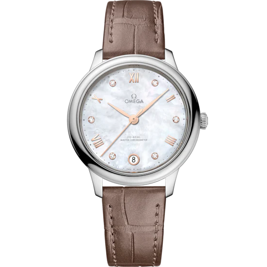 356ED54A-AF0E-3C80-FFB4-4E58C81DD3DB.png Omega De Ville Prestige 34 mm White Dial with Diamonds Stainless Steel Strap 434.13.34.20.55.001 - Image 1
