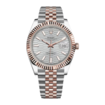 Rolex Datejust 41mm 126331 Silver Fluted Motif Dial Two Tone Stainless Steel & 18K Rose Gold Jubilee Bracelet Men's Watch
