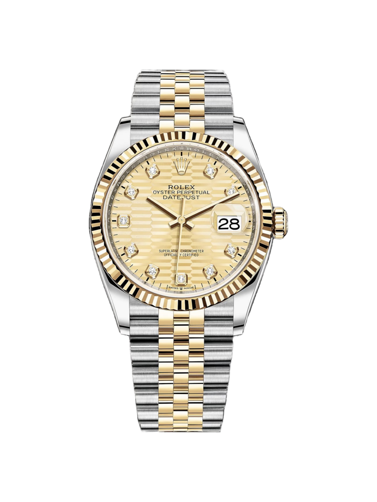 372E2106-3B96-DC38-E843-4B5D3BDE47E7.png Rolex Datejust 36mm 126233 Champagne Fluted Motif Diamond Dial Jubilee Bracelet - Image 1
