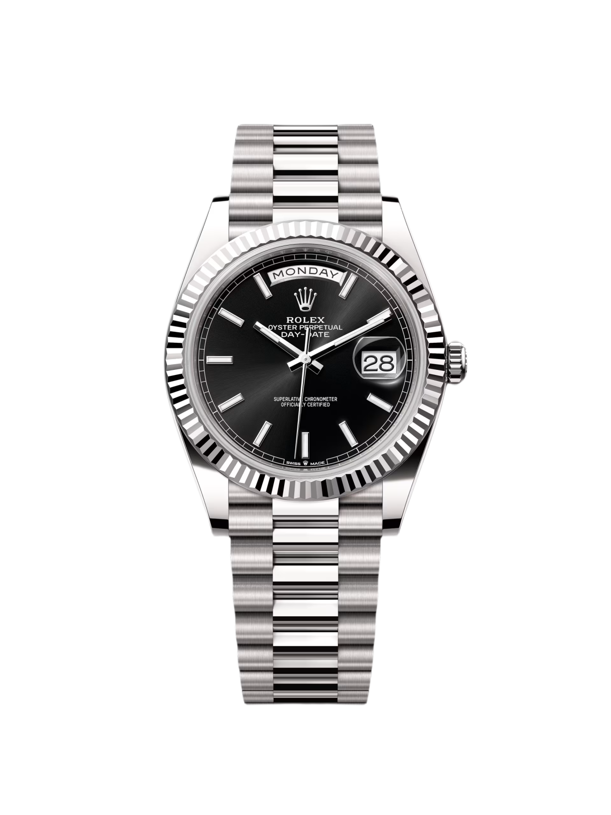 39D8F8D0-2651-3449-18A1-F29B8F71DBFB.png Rolex Day-Date President 40mm White Gold Black Index Dial - 228239 - Image 1