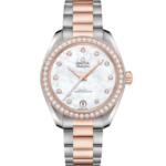 Omega Seamaster Aqua Terra 150M 34 mm White Dial with Diamonds Stainless Steel and Sedna™ 18k Rose Gold Bracelet 220.25.34.20.55.001