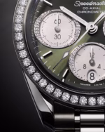 Omega Speedmaster 38 Green Dial 38 mm with Diamonds Stainless Steel Bracelet 324.15.38.50.60.001 - Image 4