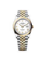 Rolex  Datejust 126203 White Roman Dial 36mm Domed Bezel
