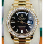 Rolex Day-Date 40mm Black Diamond Dial and Diamond Bezel Yellow Gold President Bracelet  228348RBR-0001 - Image 2