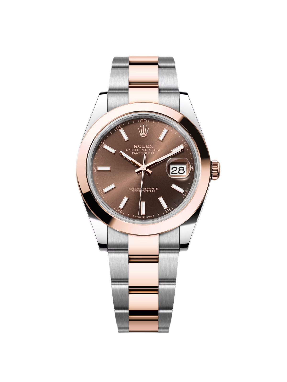 45886D97-CF8B-ADB5-EFF5-8971BE415C4F.png Rolex Datejust 41mm 126301 Chocolate Index Oyster Steel and Everose Gold Watch - Image 1