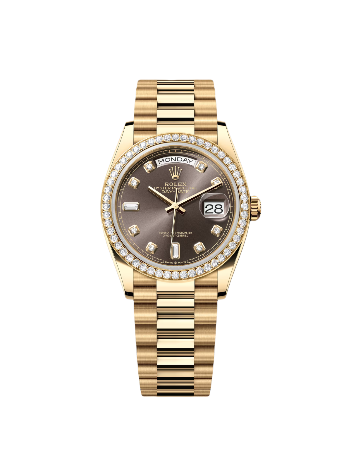 458A45BB-2374-8196-2AC2-19AC1535293E.png Rolex Day-Date 128348RBR-0005 Chocolate Diamonds Dial 36mm - Image 1