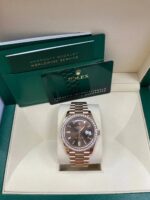 Rolex  Day-Date 40mm Chocolate Baguette Diamond Dial Diamond Bezel Dial Watch 228345RBR - Image 9