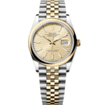 Rolex  Datejust 126203 Golden Fluted Dial 36mm Domed Bezel